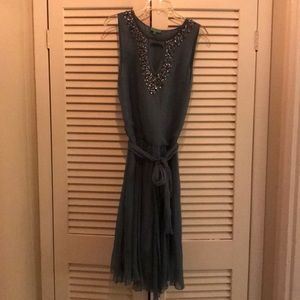 Tibi blue chiffon beaded low waist foley dress